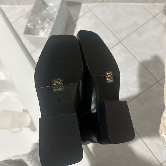 Ganni Black Leather Low MC Boots - Picture 8 of 9